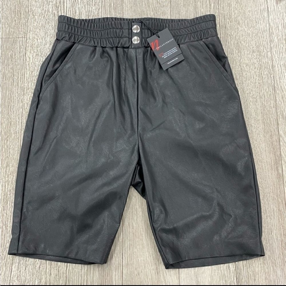 n:philanthropy black faux leather shorts - Picture 2 of 7